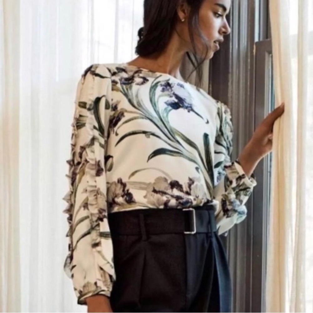 EUC CLUB MONACO Evangah Iris Floral Blouse | Size Small